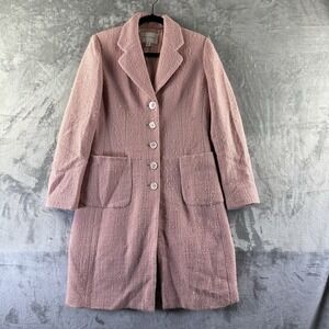 Banana Republic Long Wool Coat Women's M Light Pink Front Button Closure
